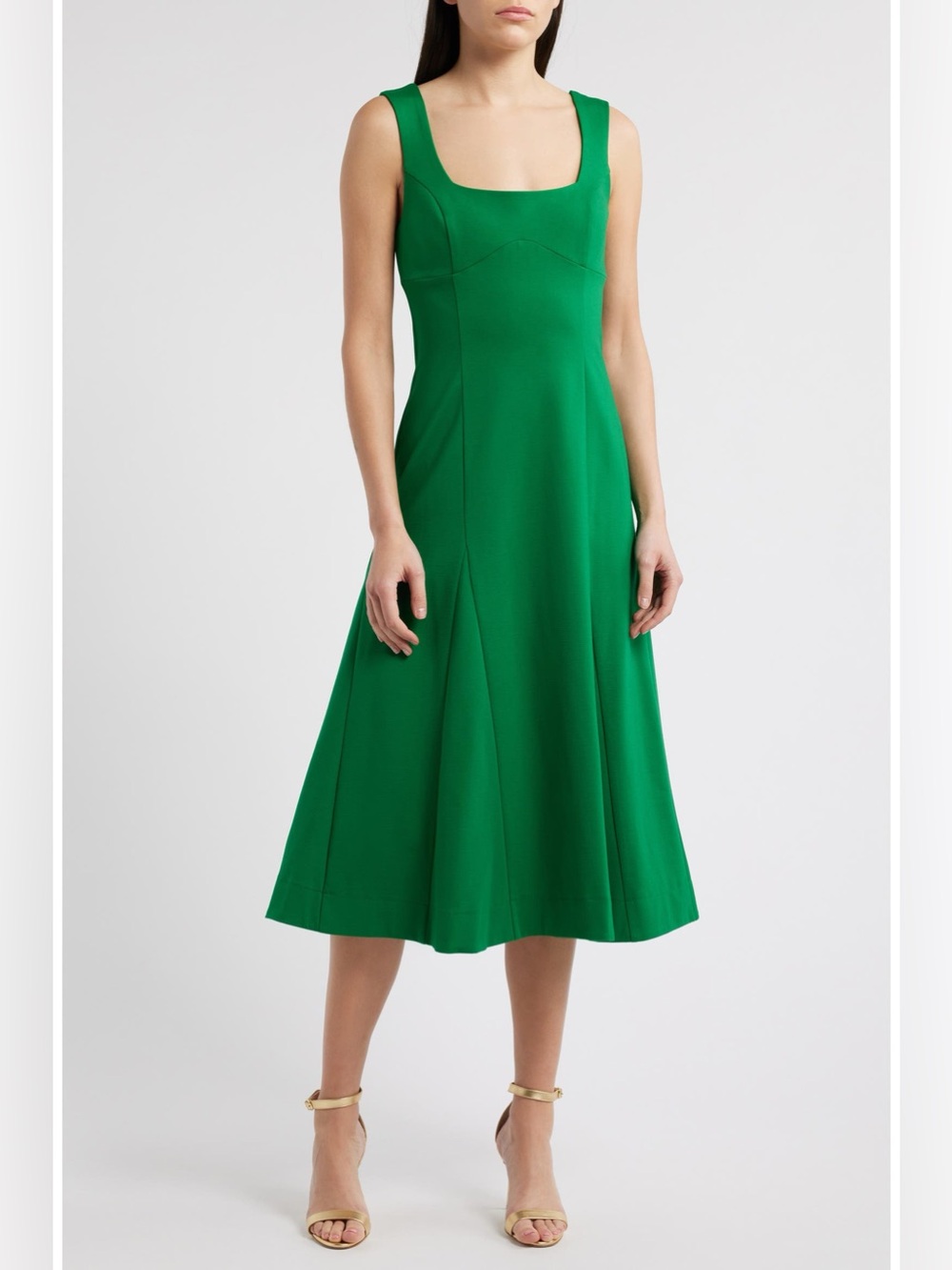 Du Paradis Rose Sleeveless Fit & Flare Midi Dress Green Small NWT